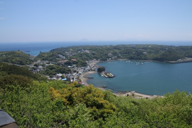 山と森と湾の見える景色