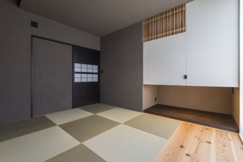 グレーでコーディネートされた和室