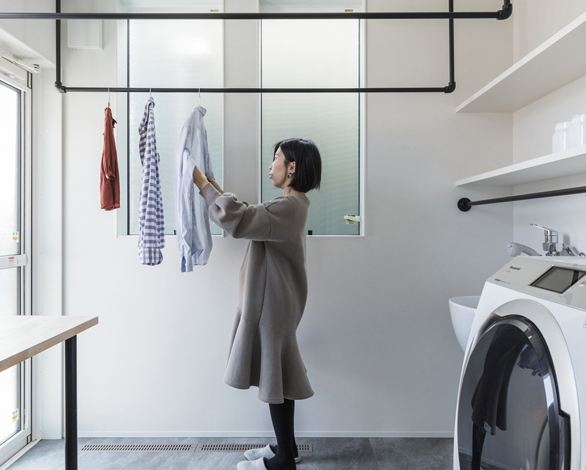 家事を効率化する ランドリールーム 重量木骨の家
