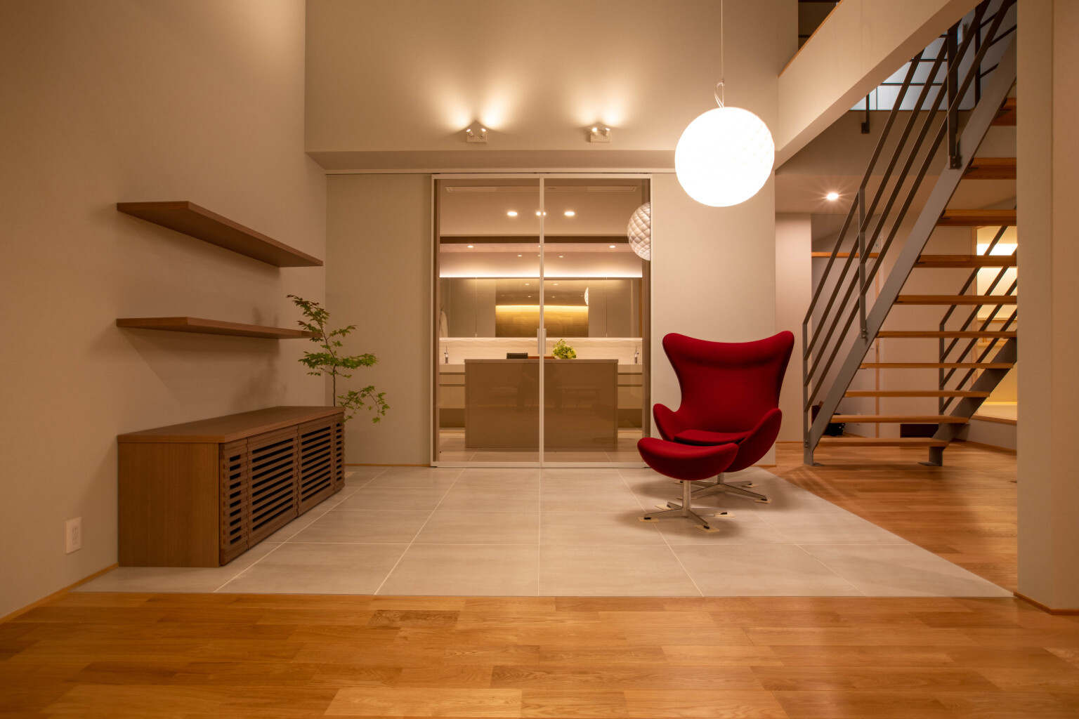 ドレッシングルームとつながるゆとりのスペース