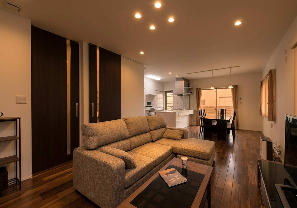 木の風合いが心地よい、落ち着きのあるLDK